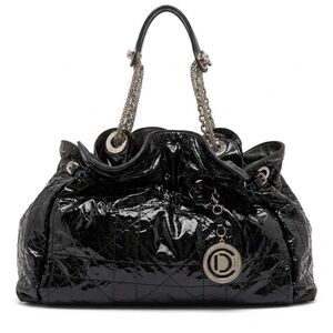 Christian Dior Le Trente Cannage Black Patent Hobo Bag - Like New